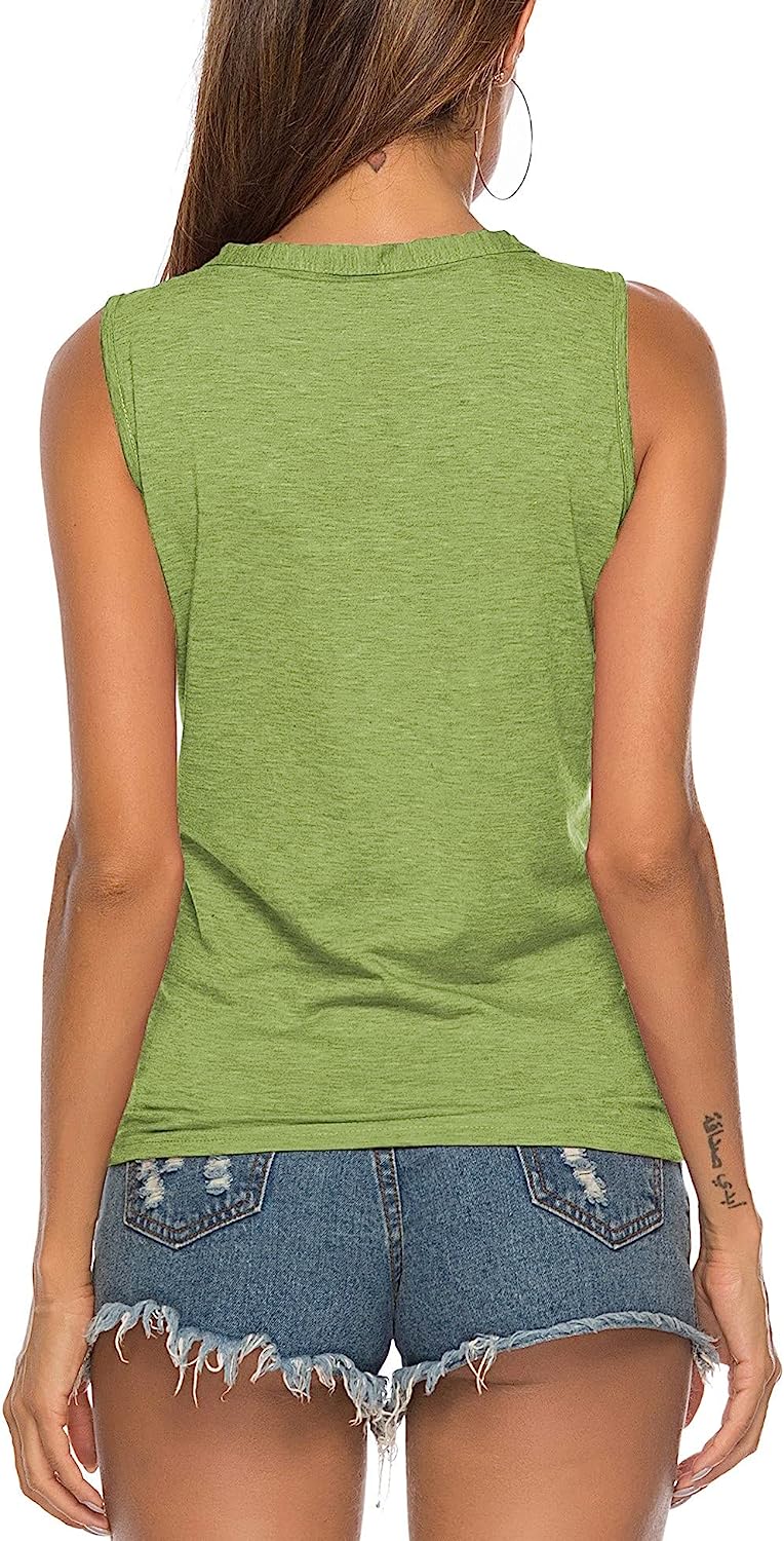 Women's Tie Knot Button Down Shirts Sleeveless Casual Blouse Curved Hemline Tops S-XXL - Image 6